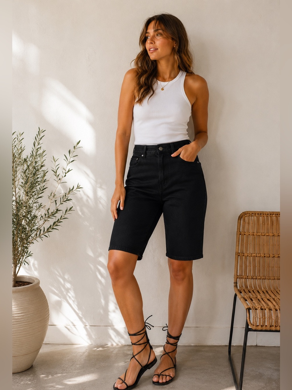 Universal Standard NWT Black Bae High Rise Denim Jorts Shorts